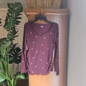 Old Navy Purple Fitted Long Sleeve Blouse